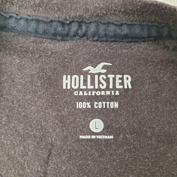 Hollister Men Large‎ Black Tie-Dye Long Sleeve Crew-Neck Graphic Logo Tee Shirt - Picture 7 of 11